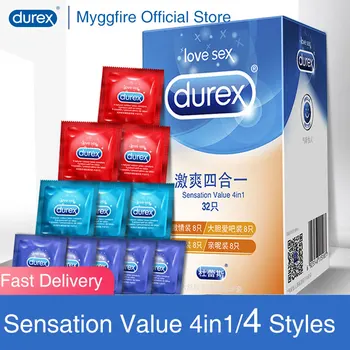 Los Preservativos Durex 32Pcs Sensación de Valor 4 Tipos Ultra Delgada de Látex Natural Extra Lubricados Pene Manga para los Hombres el Sexo del Producto Perdona