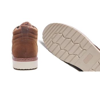 Los Zapatos de los hombres de Botas de Invierno de los Hombres de Cuero Nobuck Impermeable Agregar Algodón Mantener Caliente la Madera de la Tierra Zapatos de Espesor Inferior antideslizante Botas Chelsea