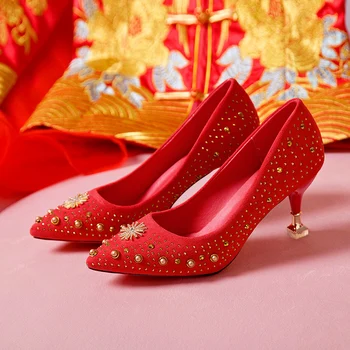 Lucyever 2020 de la Primavera Verano de Cristal de la Boda Zapatos de Mujer Bombas de Damas Sexy zapatos de Tacón Alto de la Moda de Parte de las Mujeres Delgadas con Tacones Rojos de 5 cm 7 cm