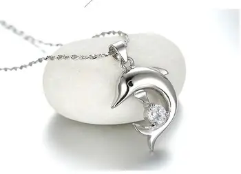 LUKENI Encanto Femenino de la Plata Esterlina 925 Gargantilla Collar de la Joyería de Moda de Cristal de Delfines Collar de Colgantes Para las Mujeres Accesorios