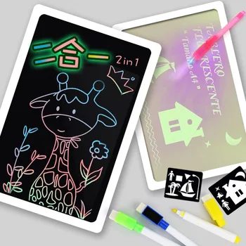 Luminoso Led Tablero de Dibujo de Graffiti Doodle Tableta de Dibujo de la Magia de Dibujar Con la Luz de la diversión Fluorescente de la Pluma de la Pintura Suministros de Arte