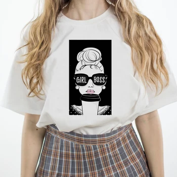 Luslos Audrey Hepburn Vogue Chicas interesantes de las Mujeres Harajuku coreana White T-shirt de Manga Corta Hipster Tops Streetwear Camiseta Mujer