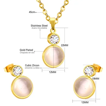 LUXUKISSKIDS de acero inoxidable conjuntos de joyas de ópalo de oro-color del collar de los pendientes de la Boda Nupcial Africano Dubai conjuntos de Joyas