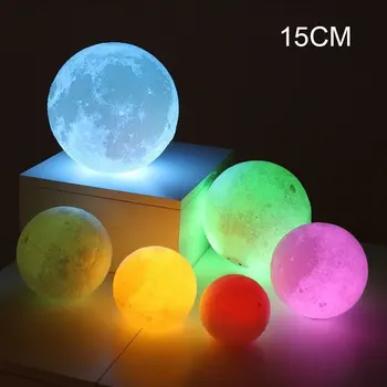 Luz de la luna de la Impresión 3D de la Casa de Decoración de la Mesa de la Bombilla de la luz de la Luna de la Lámpara de la Personalidad 12/15/18cm RGB Regalo Perfecto de la Tierra Creativo Brillo