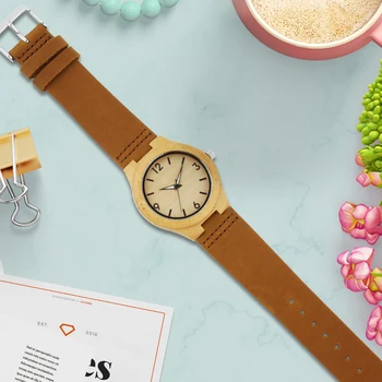 Madera de bambú Ver a las Mujeres de los relojes de las señoras reloj de pulsera de cuero reloj de Pulsera de Lujo de la Marca relogio femininos 2020 Reloj de Cuarzo