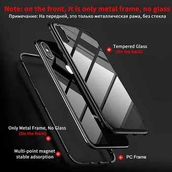 Magnético de la Adsorción del Metal Case Para Samsung Galaxy S8 S9 S10E S10 Nota 20 Ultra 8 9 10 Plus de Doble Cara de Cristal Templado Cubierta