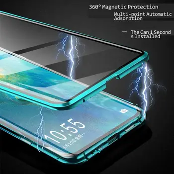 Magnético de la caja del Teléfono Para el Xiaomi Redmi K20 Pro K30 Nota 8 Pro 7 Aluminio de Parachoques de Doble Cubierta de Vidrio Mi Nota 10 CC9 Pro 9 9T A2 Caso