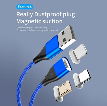 Magnético Micro USB Cable Para el iPhone Samsung Android Xiaomi Carga Rápida Imán Cargador USB Tipo C Cable de Teléfono Móvil Cable de Alambre