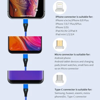 Magnético Micro USB Cable Para el iPhone Samsung Android Xiaomi Carga Rápida Imán Cargador USB Tipo C Cable de Teléfono Móvil Cable de Alambre