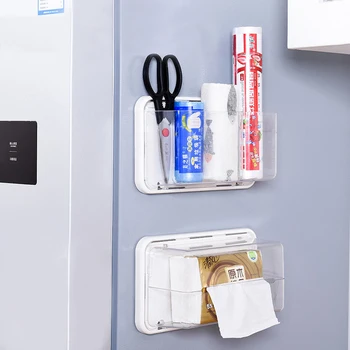 Magnético pañuelo de Papel Sostenedor de la Caja de Almacenamiento útil para el Refrigerador de la Cocina Imán Organizador Rack de Papel se Monta en la Máquina de Lavado