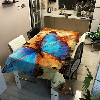 Mantel impermeable de la Mariposa de Impresión Digital de la Cubierta de la Mesa resistente a las Manchas de Café, Mesa de Paño Sala de estar Rectángulo tazer