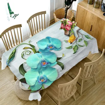 Mariposa azul de la flor 3D Decorativos de Mesa de Tela de Algodón de Lino Mantel de la Mesa de Comedor Cubierta Para Cocina Decoración para el Hogar