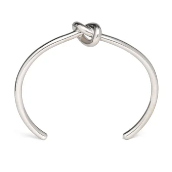 Meicialanda Estilo Clásico de acero Inoxidable simple toque nudo anudada a la apertura de mujer pulsera anillo Simple de la moda de la joyería conjunto
