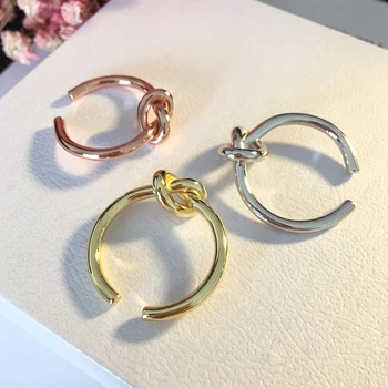 Meicialanda Estilo Clásico de acero Inoxidable simple toque nudo anudada a la apertura de mujer pulsera anillo Simple de la moda de la joyería conjunto