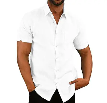 Mens Casual Slim Fit Camisa de Manga Corta Camisetas de Botón de la Pesca Spread Collar Llanura de Verano de la parte Superior de la camiseta