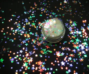 Mezcla de Uñas Glitter Star Iridiscente de Color Blanco con coloridos tinte en polvo para uñas acrílicas, de gel polaco, uñas y maquillaje