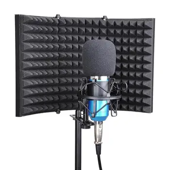 Micrófono plegable de Aislamiento Acústico Escudo Acústico Espumas Panel de Estudio para la Grabación de la Emisión en Directo de Micrófono Accesorios