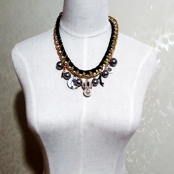 Mimiyagu diseñador de estilo gargantillas collar de perlas para las mujeres de color gris perla mezcla declaración collar