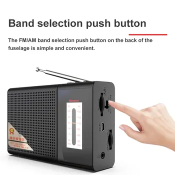 Mini FM Radio AM Receptor Portátil de Música Pagador con Auriculares de 3,5 mm Jack de la Tarjeta TF de Apoyo U Disco de Juego