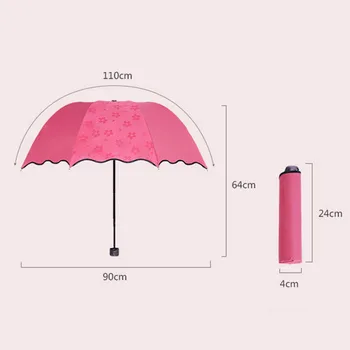 Mini portátil de Agua de Encuentro de Floración Soleado Paraguas de Señora Protección UV Color Sólido Sol Paraguas a prueba de viento de Viaje Paraguas-35