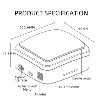 Mini Portátil Generador de Ozono Purificador de Aire USB Recargable Desodorante Esterilizador para el Hogar Coche Formaldehy Amoniaco Benceno