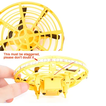 Mini RC UFO drone con luz led de Infrarrojos de Inducción amarillo helicóptero de control remoto Quadcopter Eléctrico dron Juguetes Para los Niños