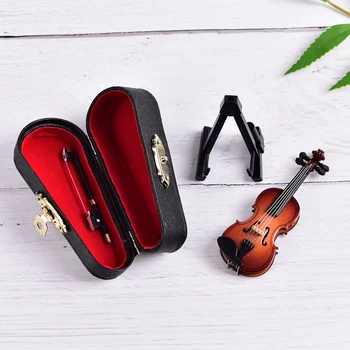 Mini Violín Guitarra De La Versión Mejorada Con Soporte En Miniatura De Madera, Instrumentos Musicales De La Colección De Ornamentos Decorativos Modelo 92981