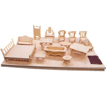 Miniatura 1:12 casa de Muñecas, Muebles de Muñecas,Mini 3D Rompecabezas de Madera DIY creación de modelos de Juguetes para los Niños Regalo