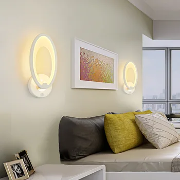 Minimalista Moderno LED Lámpara de Pared con Conmutador de 10W de la CA 85-260V de la Escalera Sala de estar Dormitorio de la Mesita de Luz de Pared de Blanco alrededor de las Lámparas