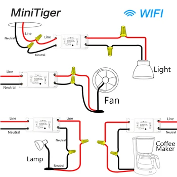 Minitiger Tuya WiFi Inteligente Interruptor de la Luz Universal Interruptor Temporizador de la Vida Inteligente de la APLICACIÓN de Control Remoto Inalámbrico con Alexa principal de Google 10873
