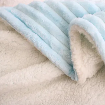 Minky de cachemira de lana de 2 capas de manta de bebé recién nacido bebé rayas manta de recepción térmica niños edredón de felpa bebé envolver