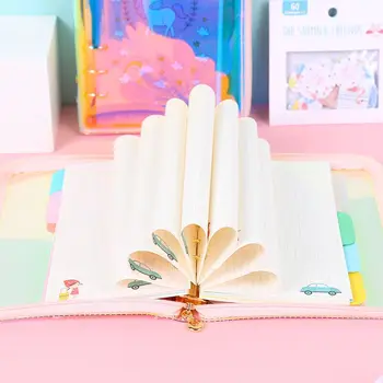 MINKYS Kawaii Láser Unicornio/ Flamingo A6 Cremallera hojas Sueltas de Cuaderno Diario Diario Bala Planificador Set de Regalo de Papelería Escolar