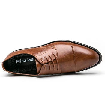 Misalwa Sólido Oxford Hombres Formales Zapatos de cordones Básica Ceremonial de la Oficina de Negocios Zapatos de los Hombres de Cuero de gran Tamaño 38 48 Dropship