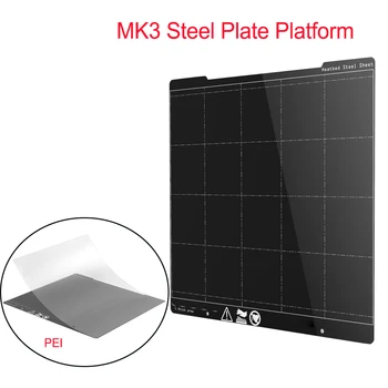 MK3 Primavera de la Placa de Acero de la Plataforma de 254*241MM Heatbed de la Impresora 3D de la Plataforma+PEI de la Hoja de la Impresora 3D de Piezas Para I3 MK3 MK3S Semillero de la etiqueta Engomada