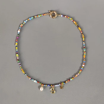 Moda de colores con cuentas de collar de color nuevo estilo étnico cuello de accesorios de la perla natural de decoración hechos a mano gargantilla de colliers femme