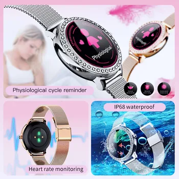 Moda Reloj Inteligente con Pantalla Táctil Mujeres Deporte reloj de Pulsera Para Android IOS Fitness Tracker de Acero Smartwatch Reloj de Lujo Horas 29698