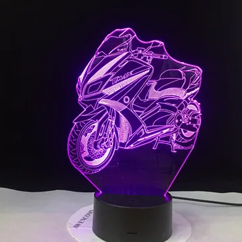 Modelo de la motocicleta Luminoso 3D Ilusión de la Lámpara del Led Táctil a color, lámpara de noche la Iluminación del Flash Brillan en la Oscuridad Motor Juguetes Dropshipping