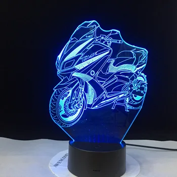 Modelo de la motocicleta Luminoso 3D Ilusión de la Lámpara del Led Táctil a color, lámpara de noche la Iluminación del Flash Brillan en la Oscuridad Motor Juguetes Dropshipping