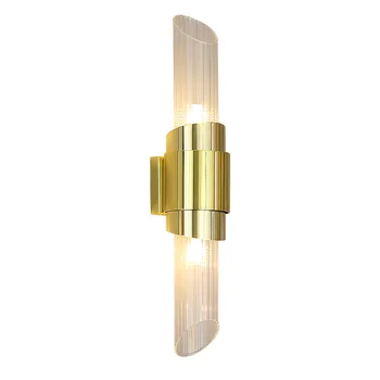 Moderna de Cristal de Oro de Metal LED Lámpara de Pared de la sala del Pasillo de las Escaleras de luz de Pared de 2 G9 Bombilla LED cuarto de Baño Aplique de Pared de 90-260V Loft Deco