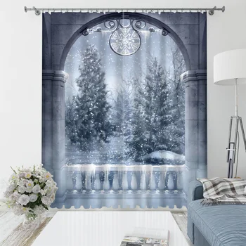 Moderno arco de la cortina de la Decoración del Hogar Apagón 3D Cortina estereoscópica de Navidad de nieve cortinas