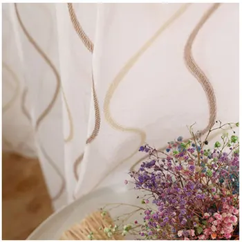 Moderno Simple Gris de rayas Gruesas Cortinas Para la Sala de Café de Impresión de la Raya Dormitorio de la Cortina de la Ventana de Tul Drapeado wp377#5