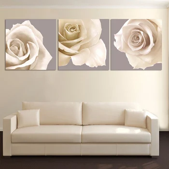 Modular Marco de Fotos HD Impreso 3 Panel de Flor Blanca Paisaje Hogar Decoración de la Pared de la Sala Pinturas de Arte Moderno de Lona