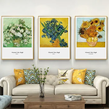 Monet, Van Gogh arte carteles y grabados, cuadros, pintura al óleo, sala de estar decoración, decoración mural de arte abstracto