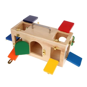 Montessori Colorido de la Caja de la Cerradura niños los Niños Juguetes Educativos de Formación de la Longitud De la Caja de la Cerradura 32*13.5*12.5 cm a los Niños juguetes de regalo