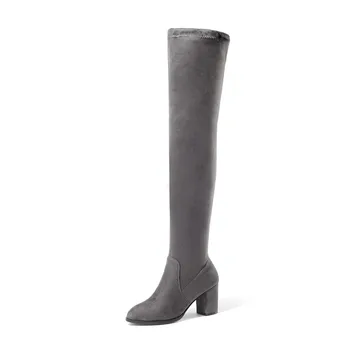 MoonMeek tamaño 33-43 de la moda más de la rodilla botas de las mujeres que acuden muslo botas altas elegante baile de damas gruesa tacón alto botas negro