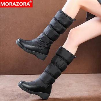 MORAZORA Más el tamaño de 35-44 Nueva 2020 de la mujer de Moda botas de mantener caliente la nieve botas de piel gruesa, a mitad de la pantorrilla botas de invierno de tamaño 35-44 blanco 182051
