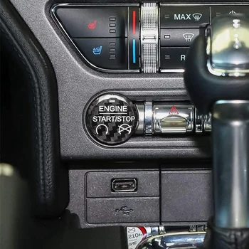 Motor de auto Start Stop Botón de la etiqueta Engomada de adorno de Interiores de Ford Mustang-2019 de Fibra de Carbono