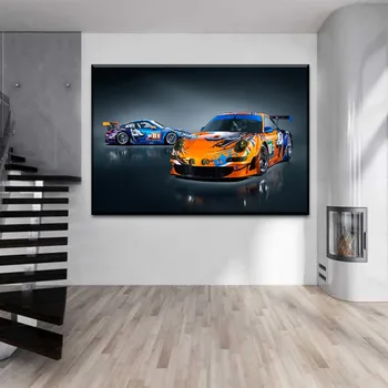 Motorsport Pintura Sobre Lienzo de Impresión Tipo de Arte Moderno de la Pared Decoración del Marco 1 Pieza 911 GT3 Graffiti de Carreras de Cartel Para la Sala de estar