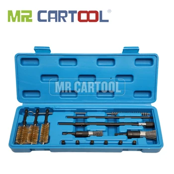 MR CARTOOL 14 unidades Diesel Common Rail inyector Limpiador de Asiento de ajuste Auto Motor Herramientas de Mantenimiento de Cepillos de Limpieza
