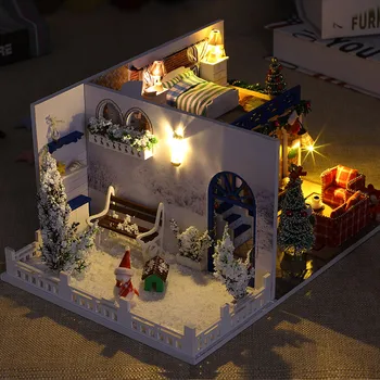 Muebles de Casa de muñecas 3D DIY modelo en miniatura + 3D lámpara de Madera de casa de muñecas K-013F